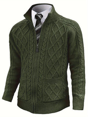 Men’s Cable-Knit Full Zip Cardigan Sweater