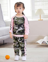 Toddler Baby Girls Camouflage Long Sleeve Shirt & Pants Tracksuit Outfits Set