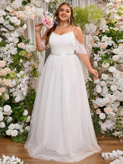 Plus Size Cold Shoulder Lace Wedding Dress