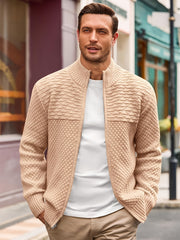 Zip Stand Knit Cardigan