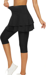 Tennis Skirted Leggings with Pockets for Women Golf Skapri Leggings with Skirt