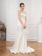 Bow Back Strapless Wedding Gown