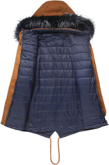 Women'S Hooded Warm Winter Parka Coat Fleece Lined Long Thichkened Winter Jacket with Faux Removable Fur Hood