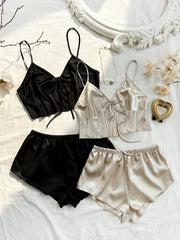 Women Satin Cami Pajama Shorts Set