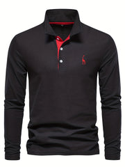 Embroidered Polo Long Sleeve Top