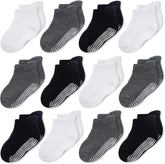 Ankle Style Socks with Grip for Little Girls & Boys, Infants, Toddlers, Children - 12 Pairs