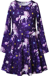 Girls Long Sleeve Dresses Kids Cotton Fall Winter Swing Twirl Clothes