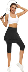 Tennis Skirted Leggings with Pockets for Women Golf Skapri Leggings with Skirt