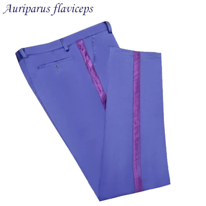 New Stain Man Pants Formal Wedding Men Suit Pants Purple Dress Trousers Suit Pants with Trim