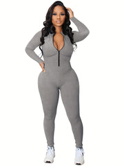 Women Zip-Front Slim Fit Jumpsuit