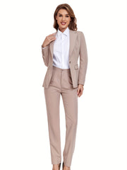 Chic Single Button Pantsuit Set