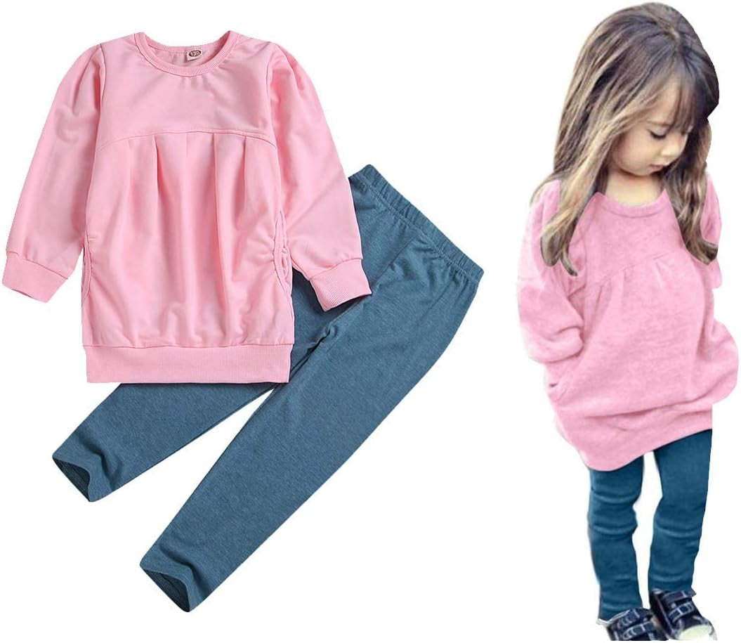 Toddler Baby Girls Clothes Fall Winter Warm Long Sleeve Tops Long Pants Suit Kids Soft Cotton Outfits 2Pcs Set