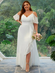 Plus Size Ruffle Chiffon Gown
