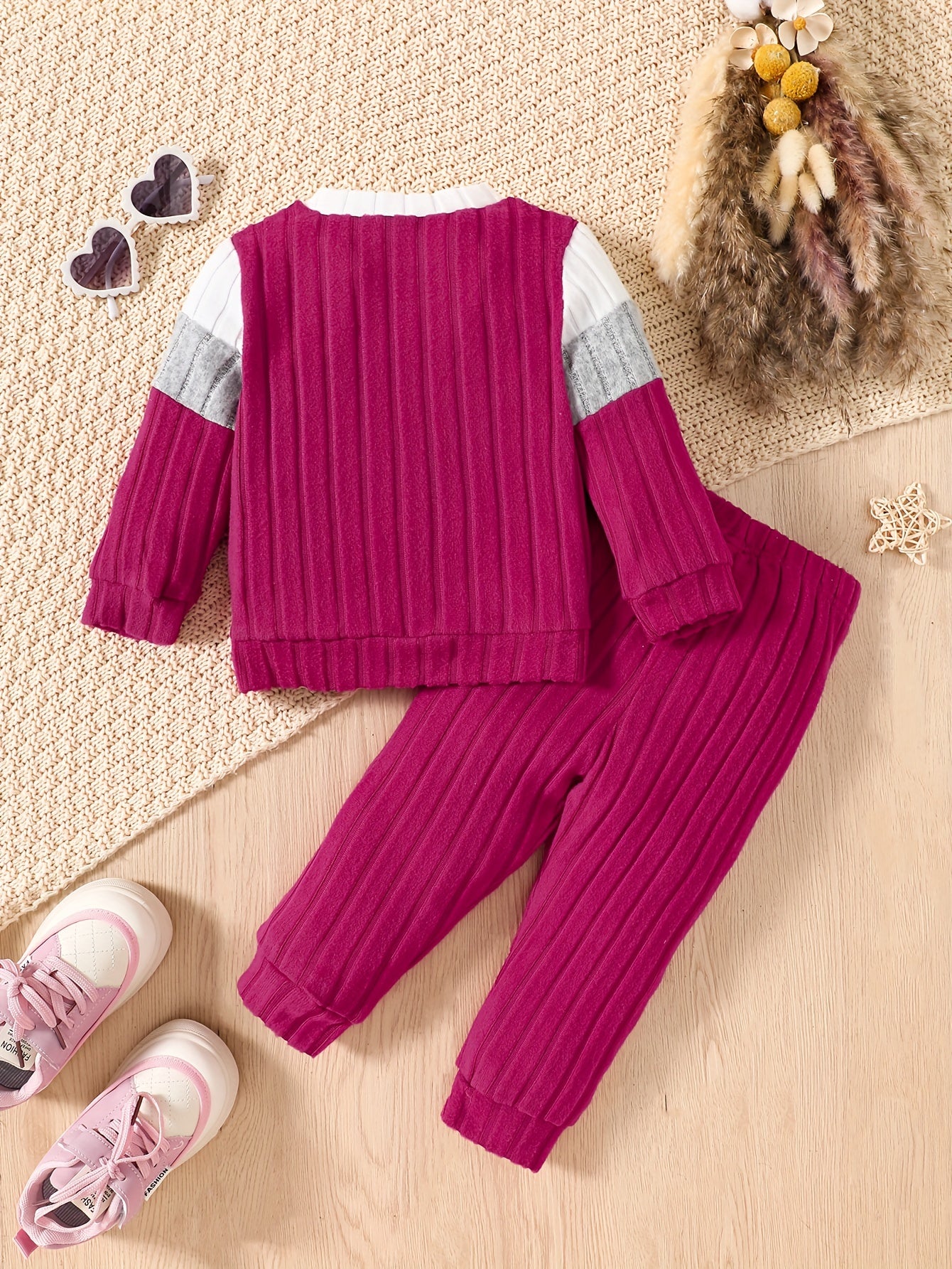 Baby Girl Color-Block Knit Two-Piece Winter Set