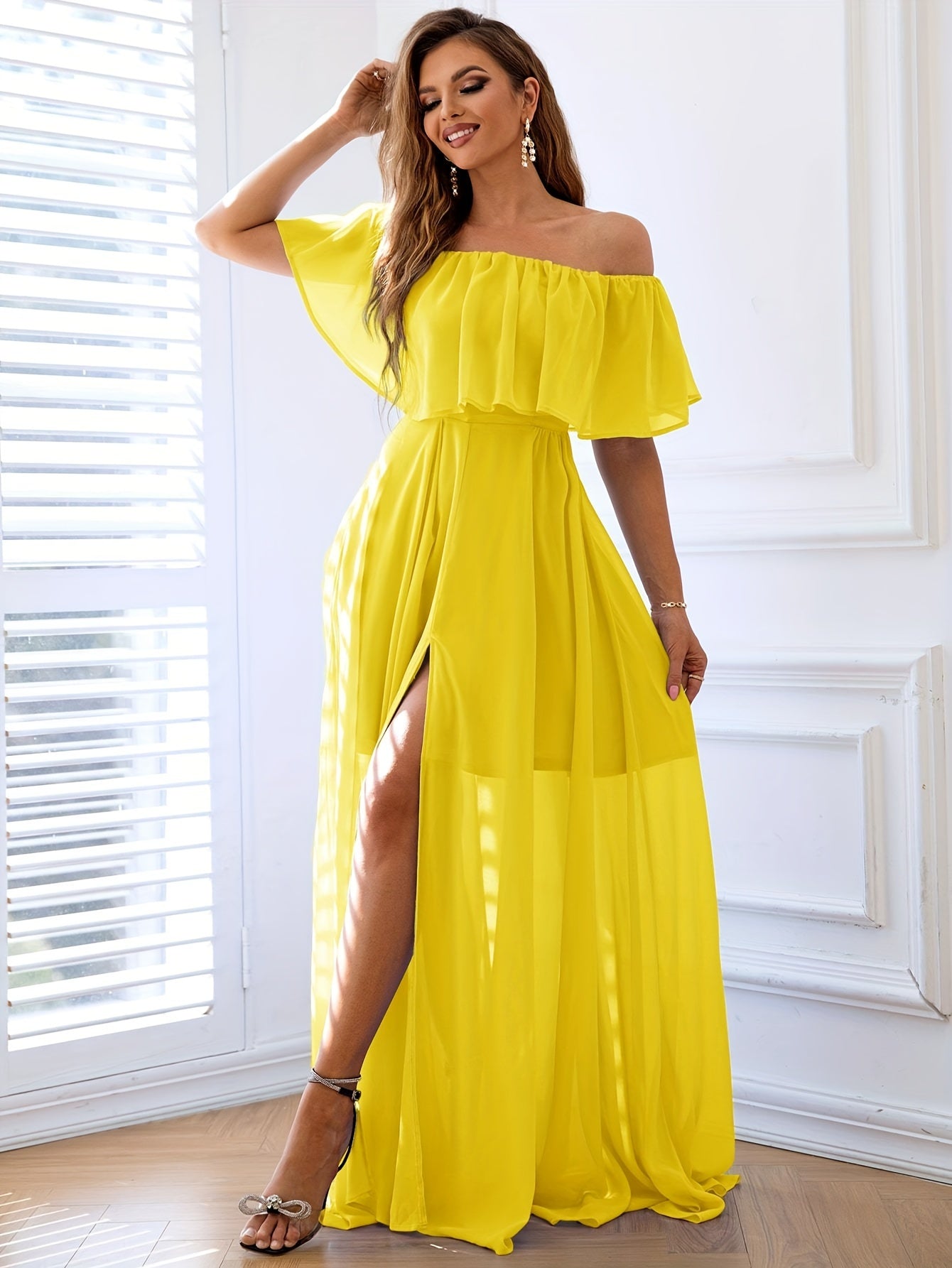 Layered Off Shoulder Bridesmaid Dress