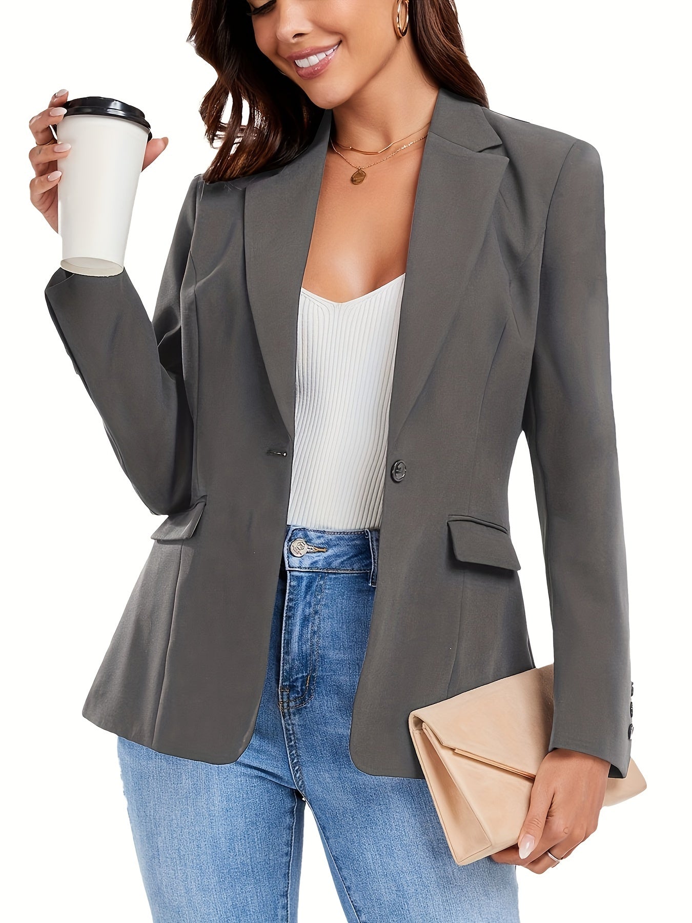 Single Button Office Work Blazer