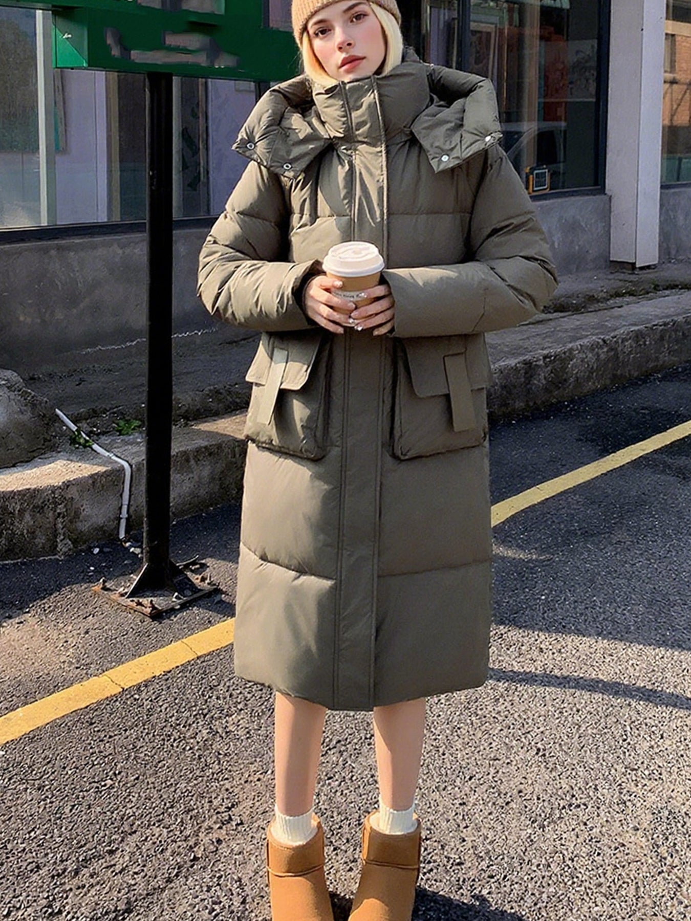 Women’s Hooded Mid-Length Puffer Coat