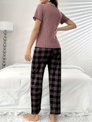 Women Plaid Pajama Set