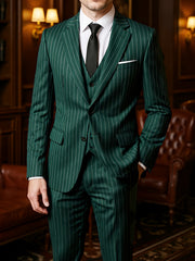 Men’s Three-Piece Vertical Stripe Suit Set