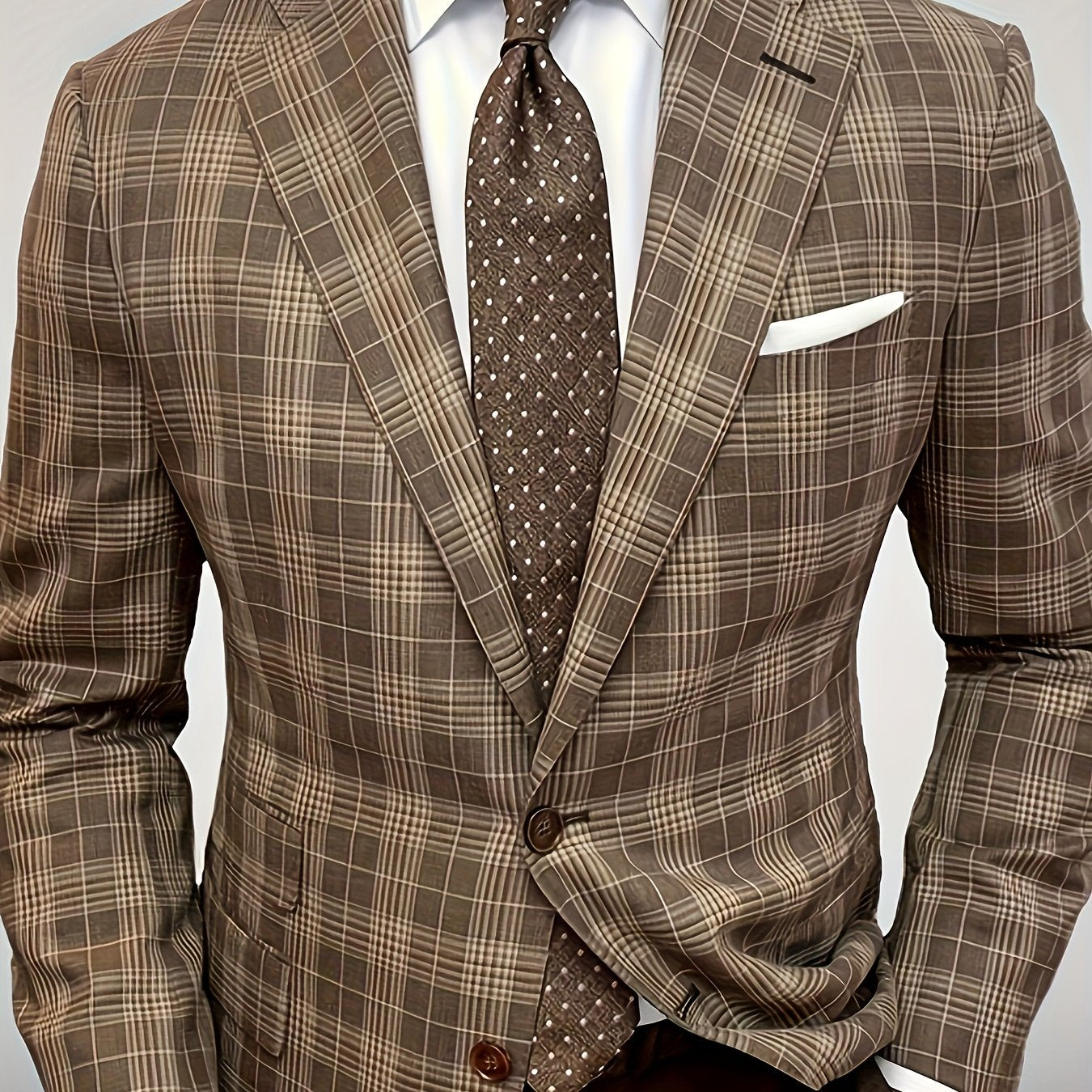 Brown Checkered Evening Suit