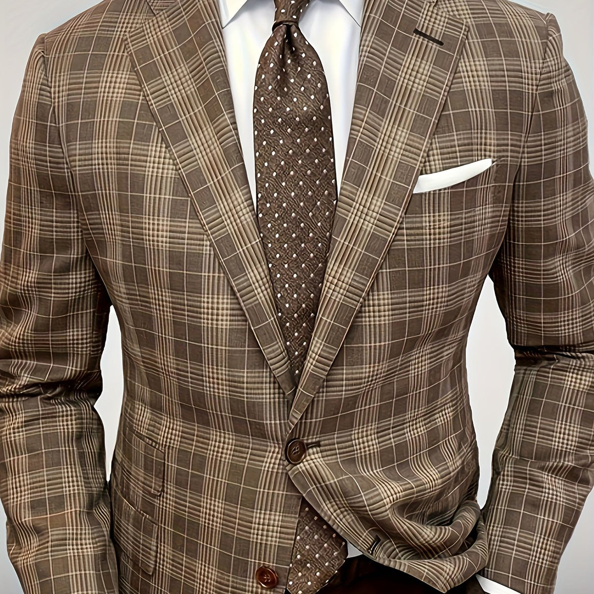 Brown Checkered Evening Suit