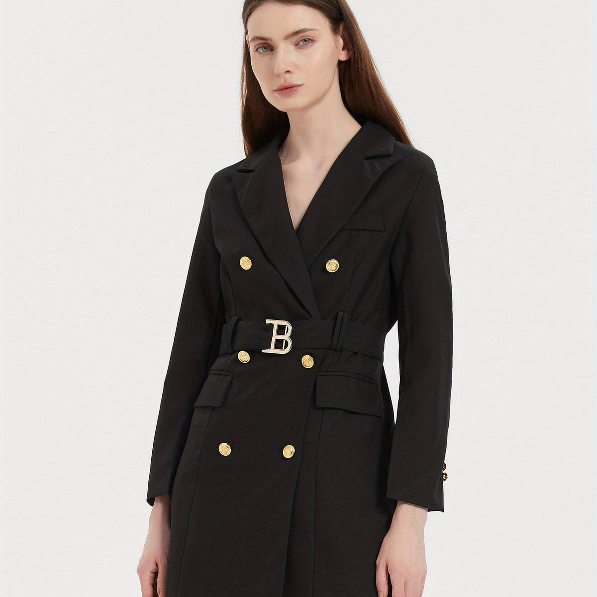 Chic Belted Lapel Blazer Womens