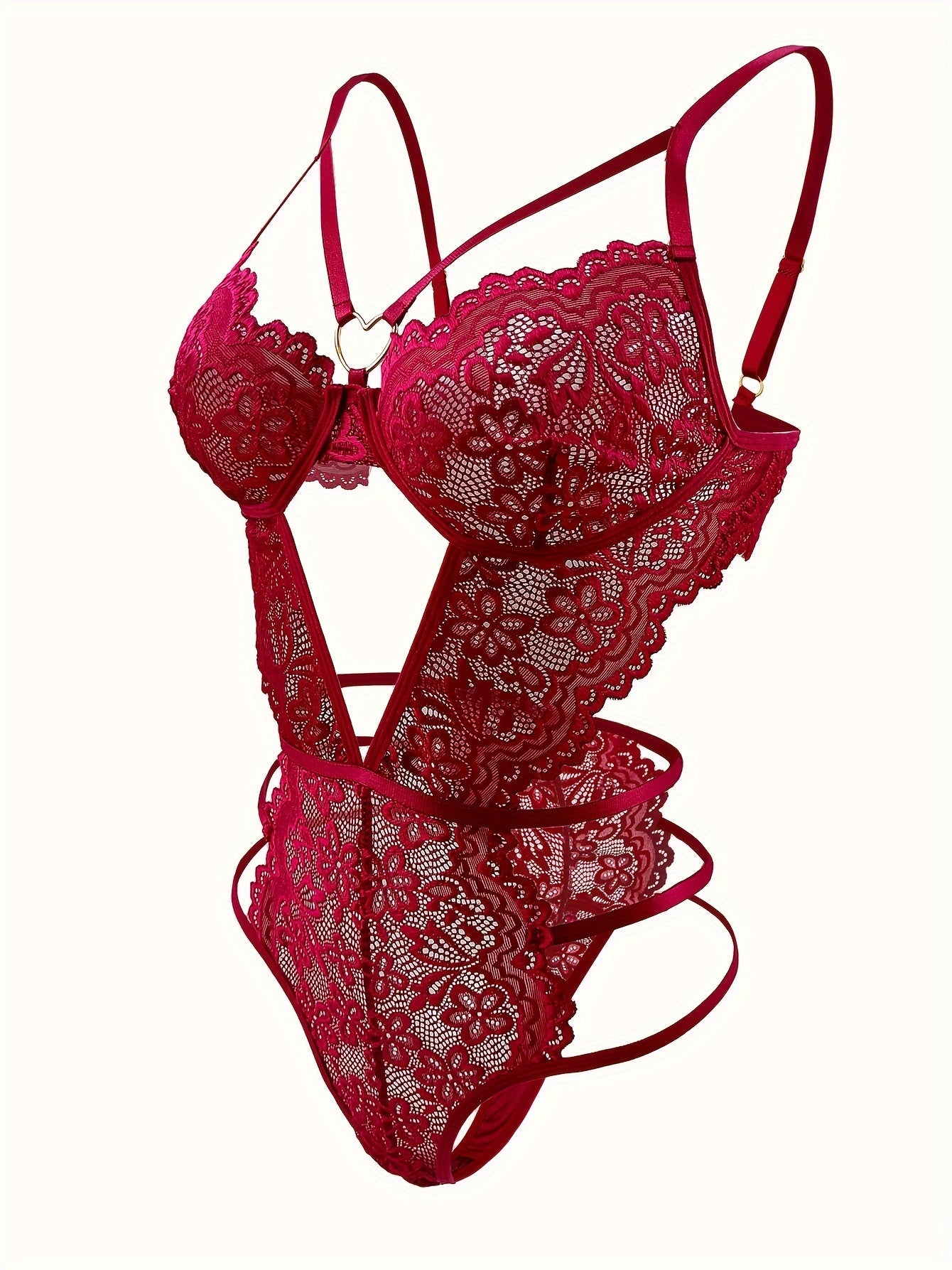 Women Floral Lace Teddy Bodysuit