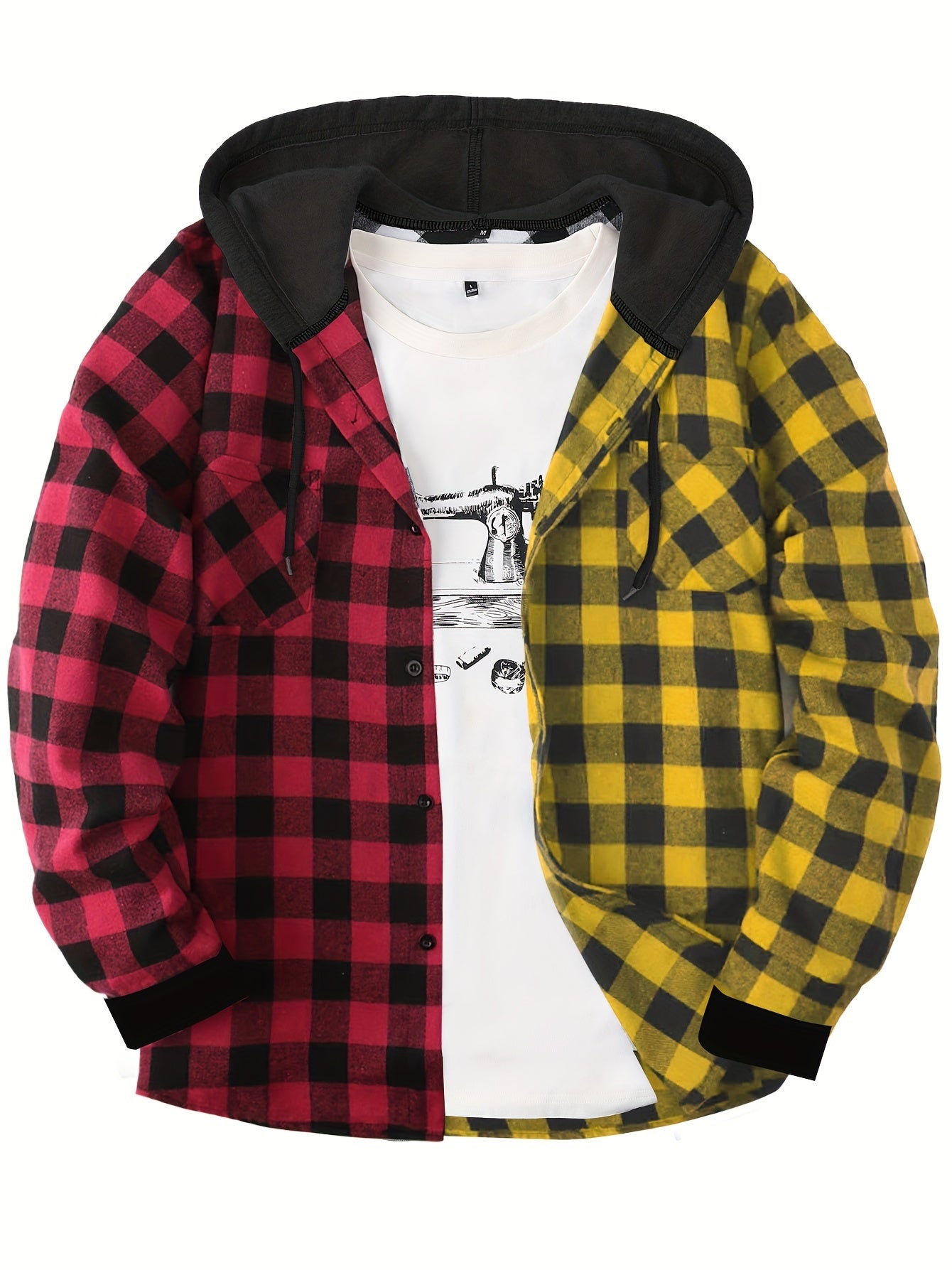 Hooded Plaid Shirt Jacket