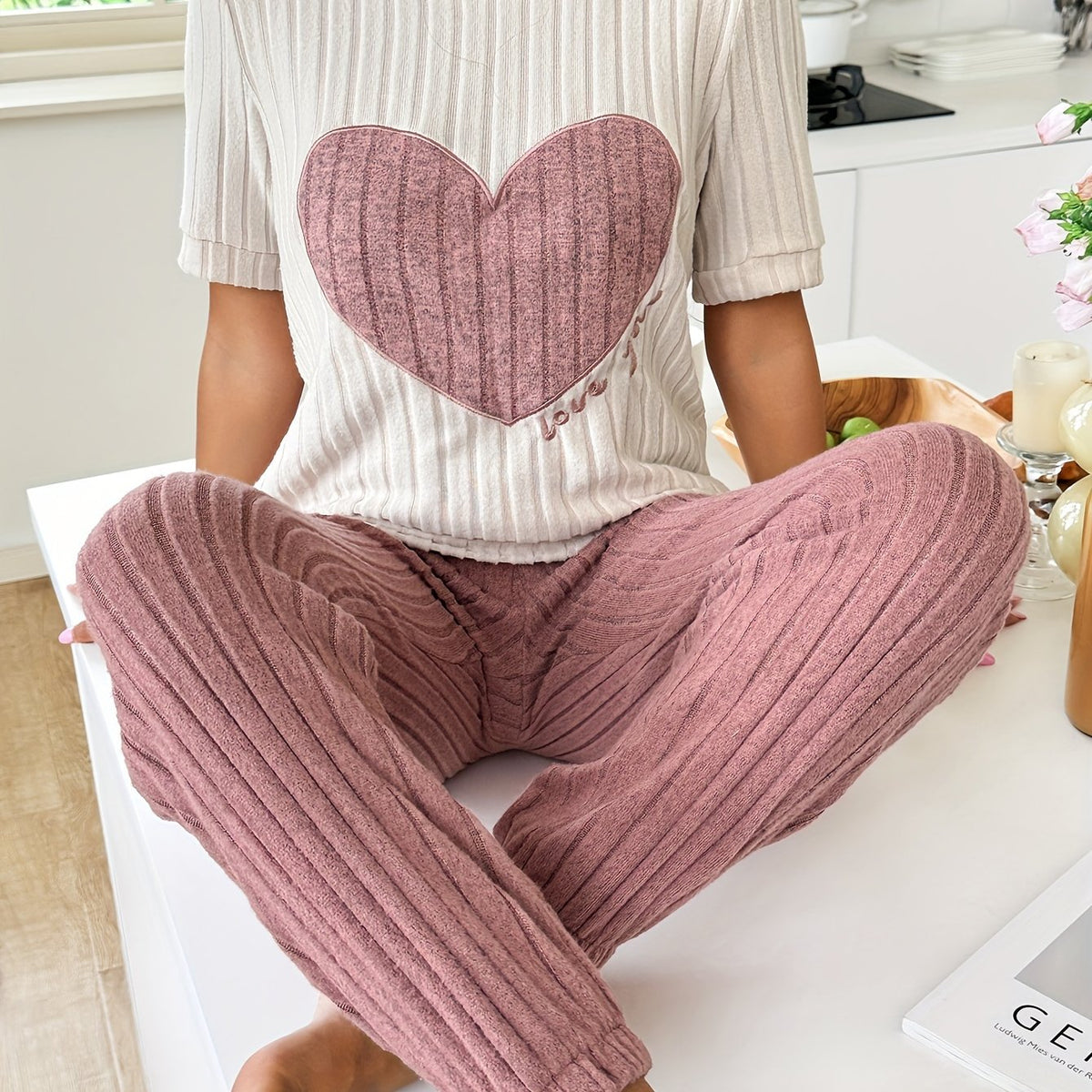 Women Crew Neck Pajama Set