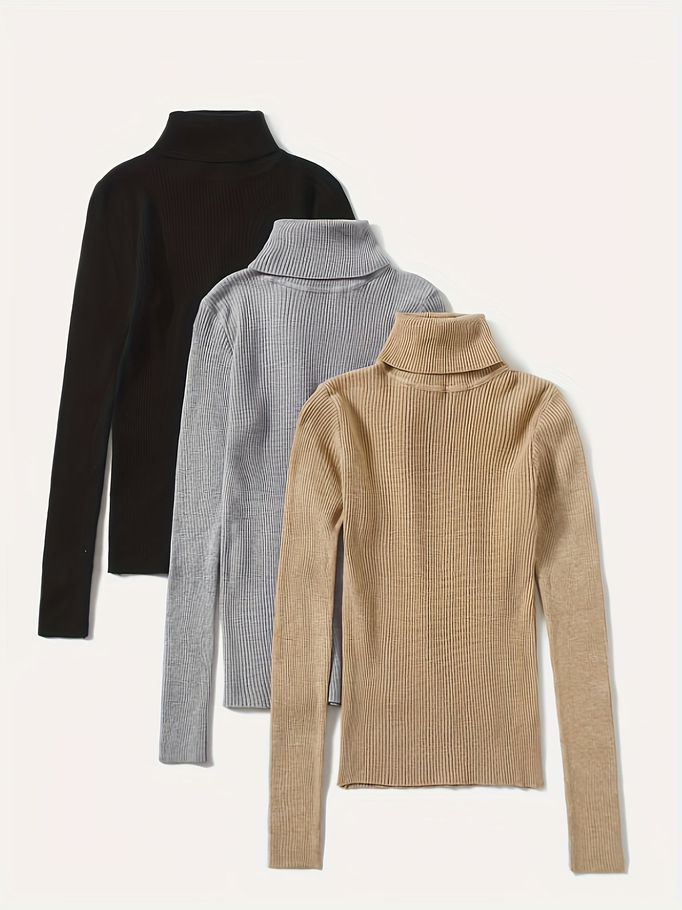 Slim Turtleneck Pullover Trio