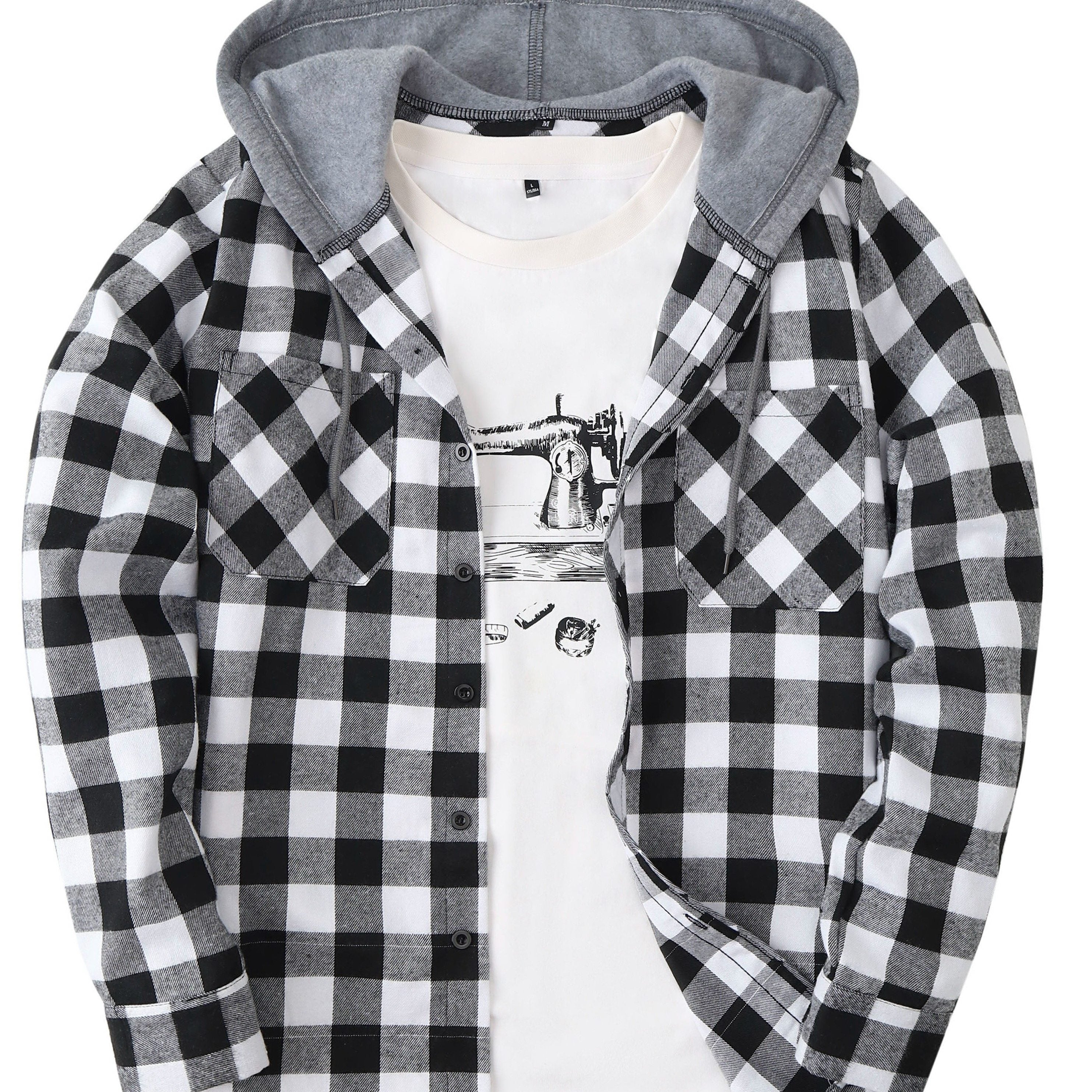 Hooded Plaid Shirt Jacket