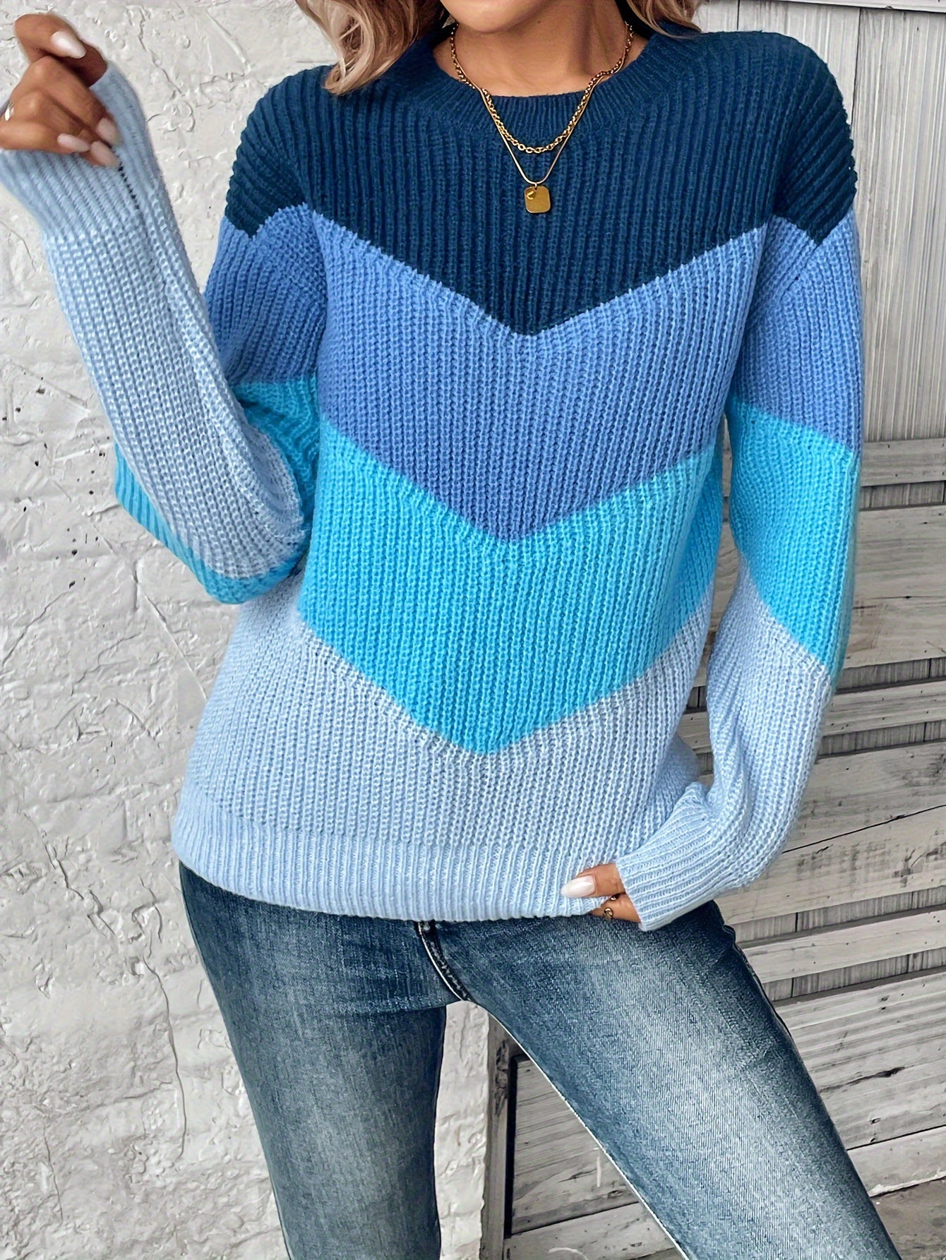 Blue Stripe Knit Pullover