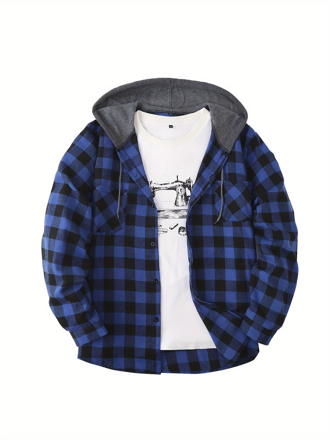 Hooded Plaid Shirt Jacket