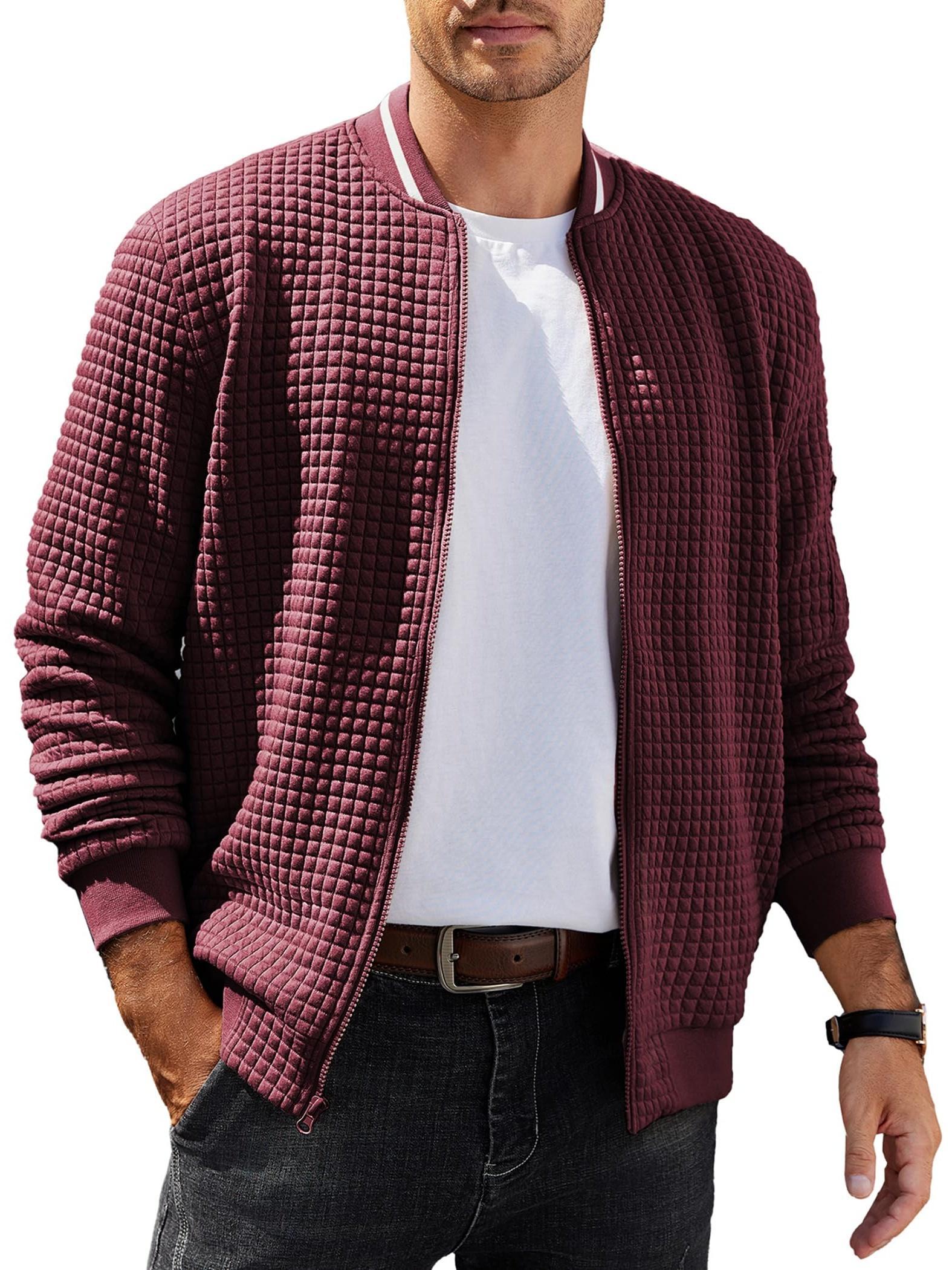 ELESOL Waffle Knit Bomber Jacket