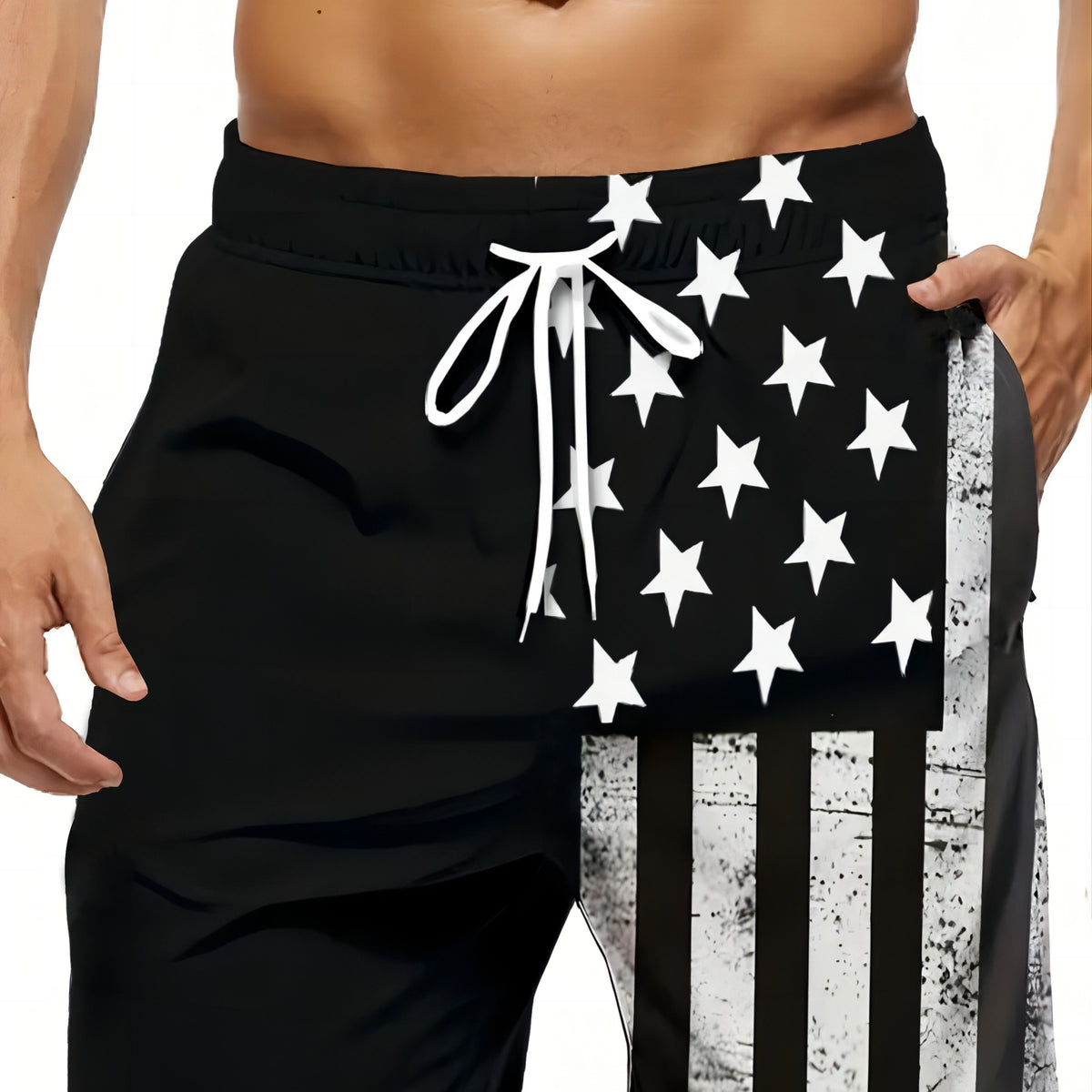 Men’s American Flag Contrast Print Shorts