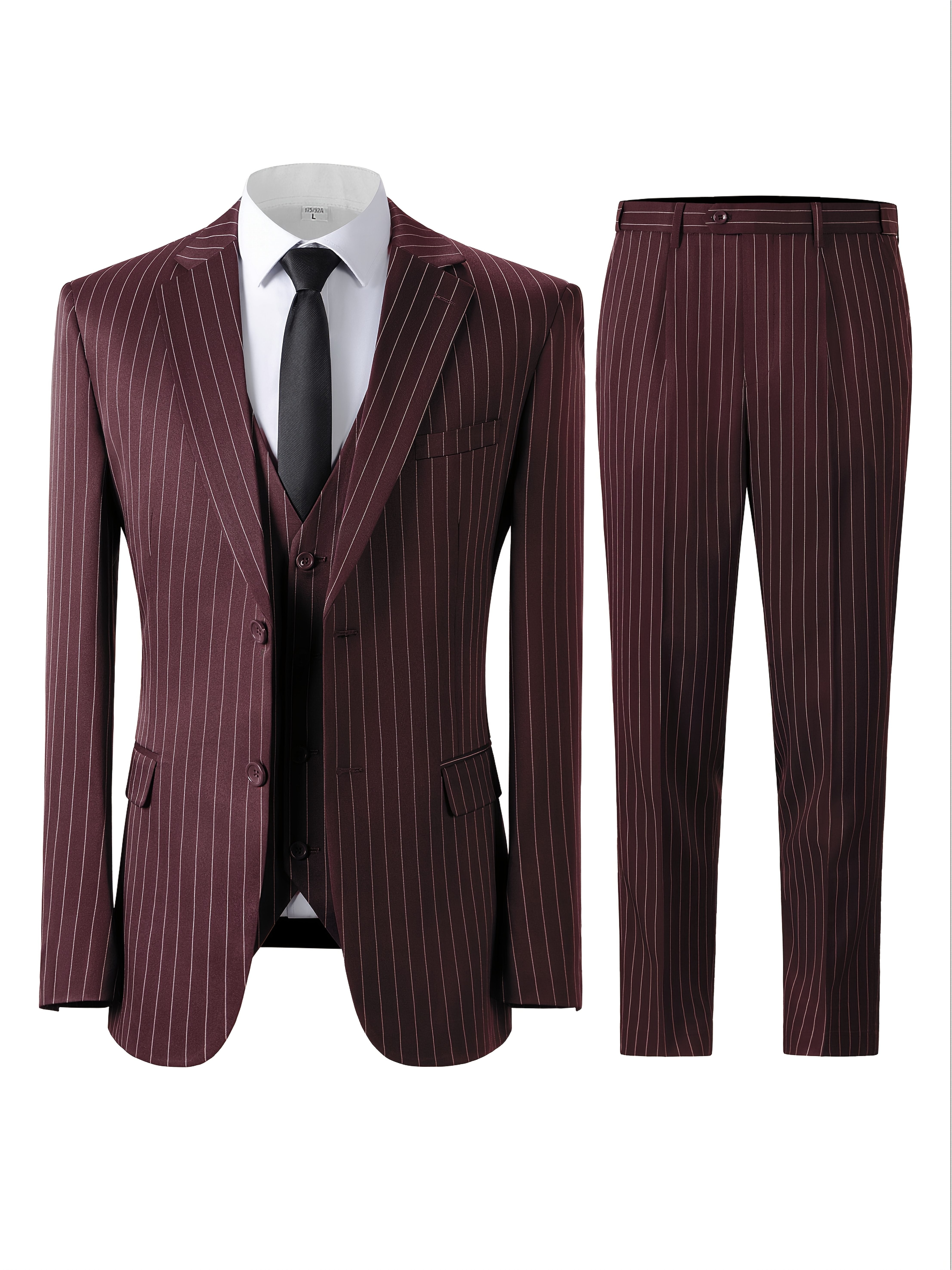 Men’s Three-Piece Vertical Stripe Suit Set