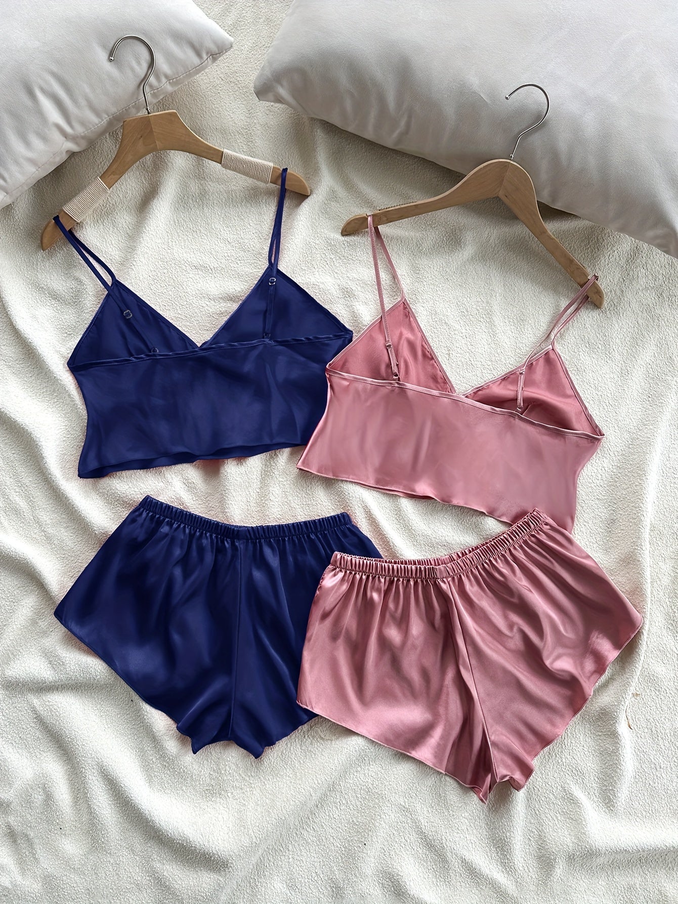 Women Satin Cami Pajama Shorts Set