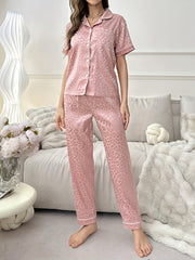 Women Satin Jacquard Pajama Set