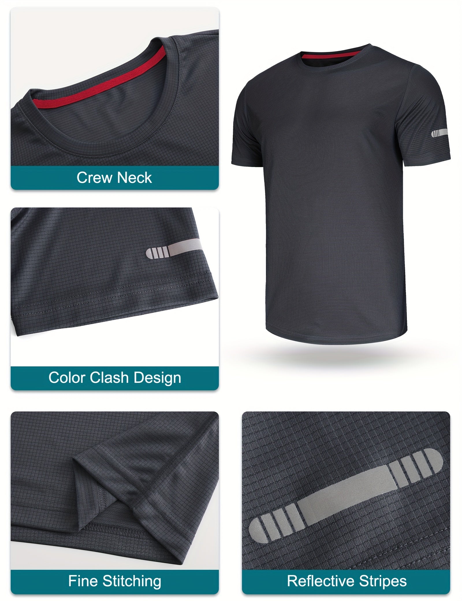 Men’s 5-Pack Athletic Breathable T-Shirts