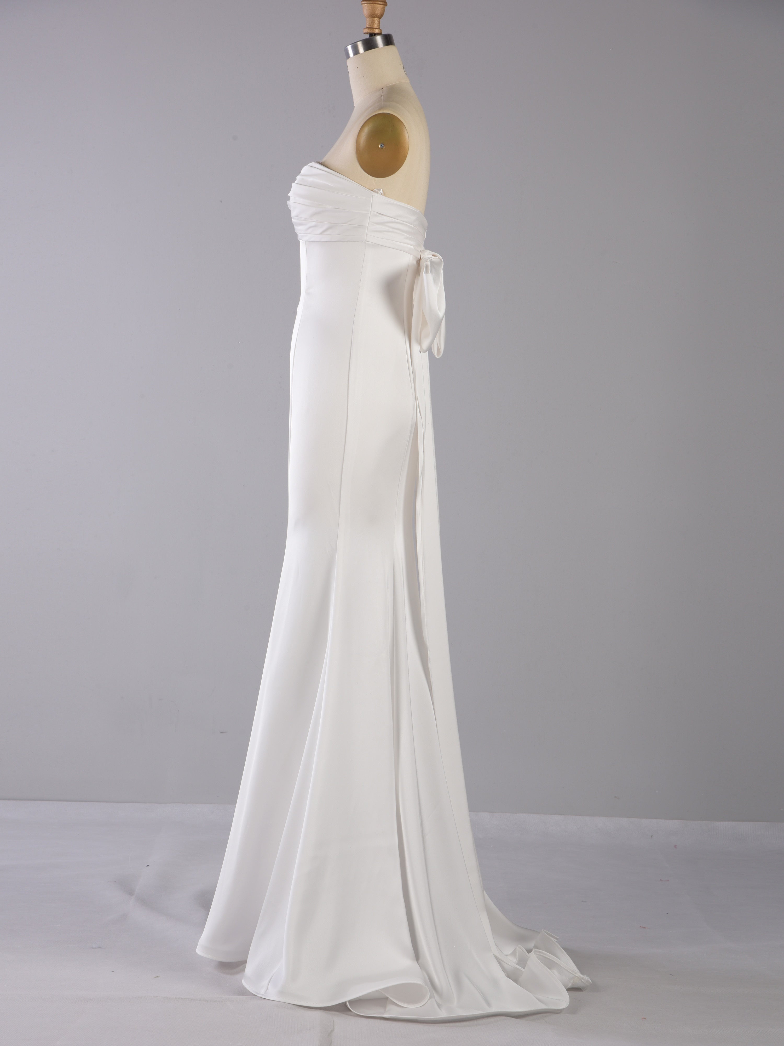 Bow Back Strapless Wedding Gown