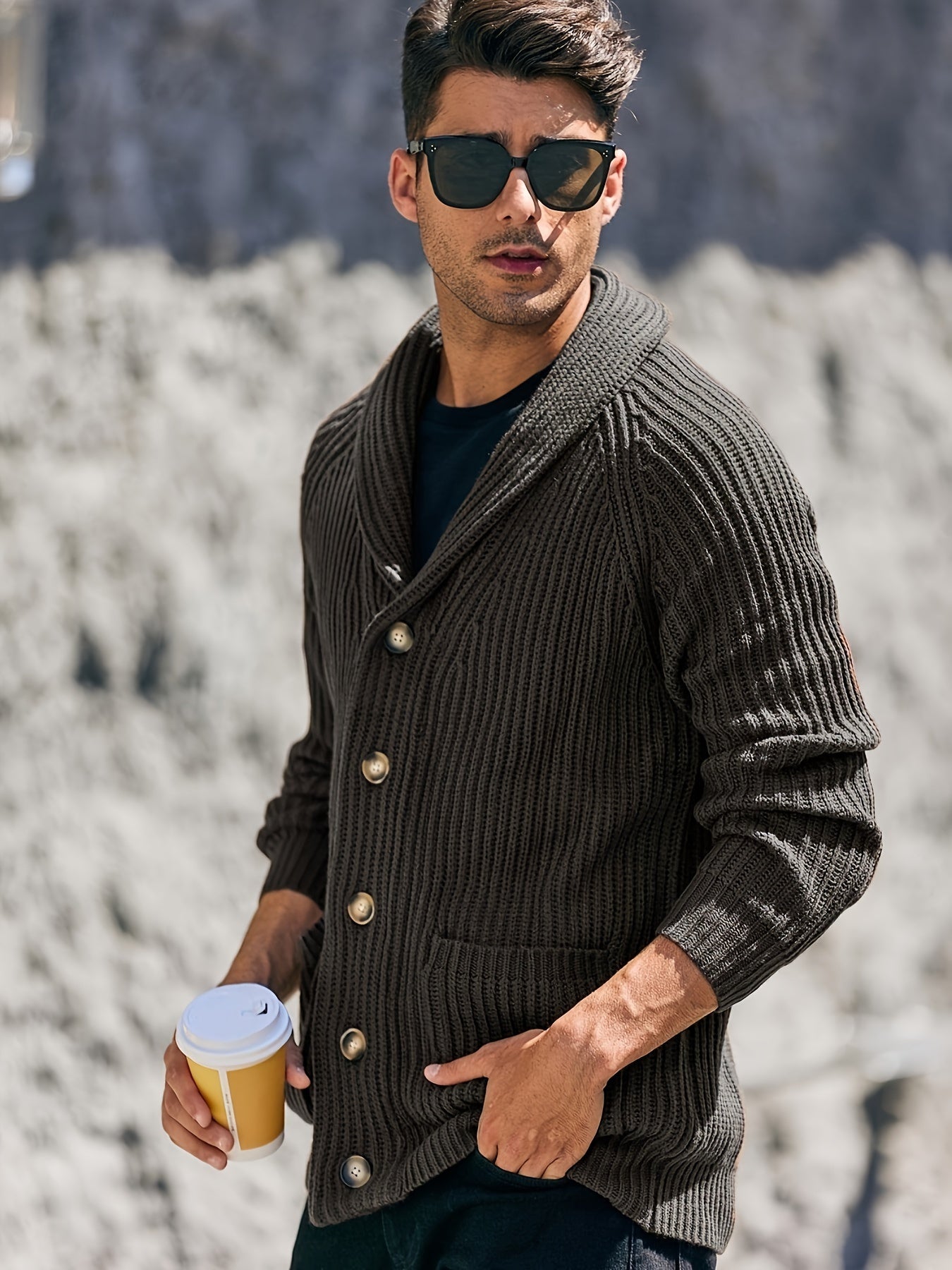 Shawl Cable Knit Cardigan