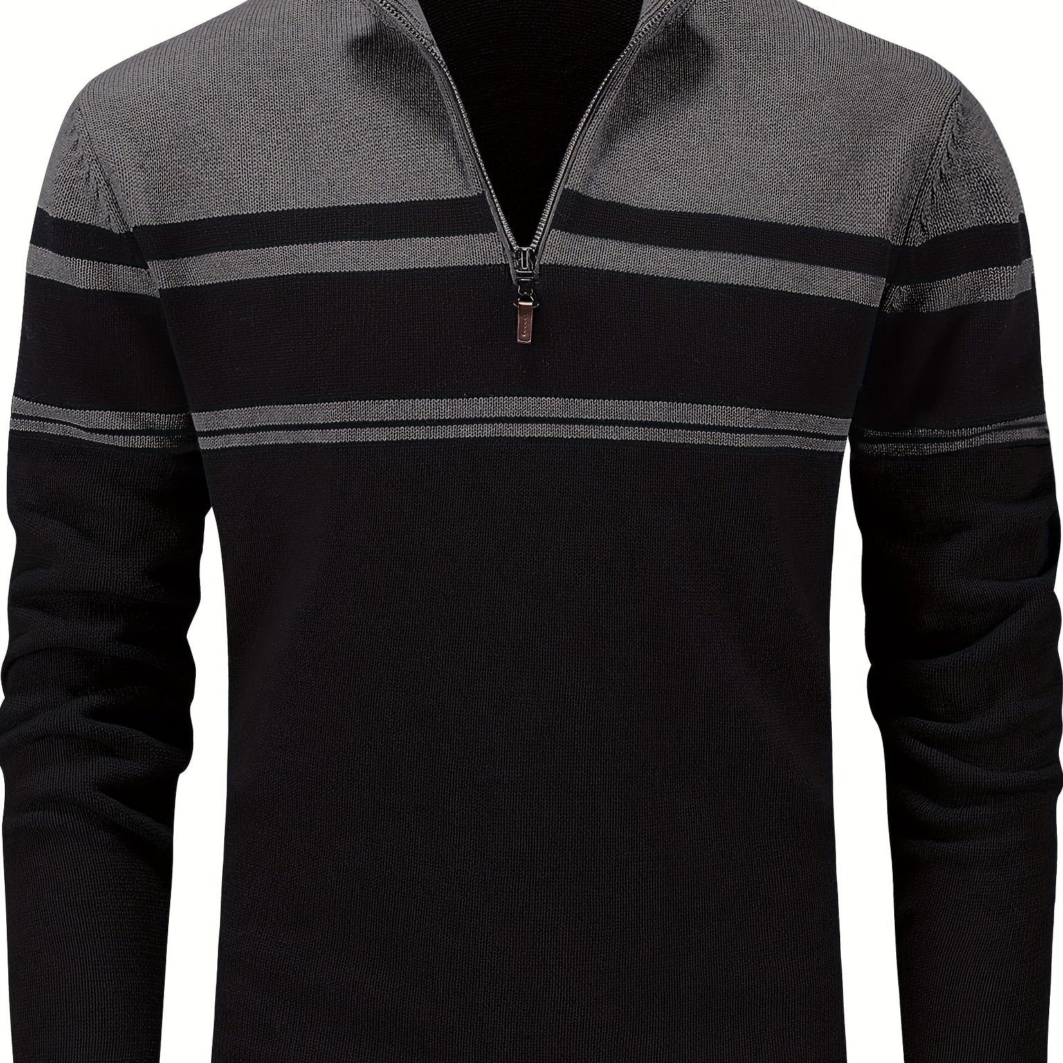 Stripe Zip Knit Pullover