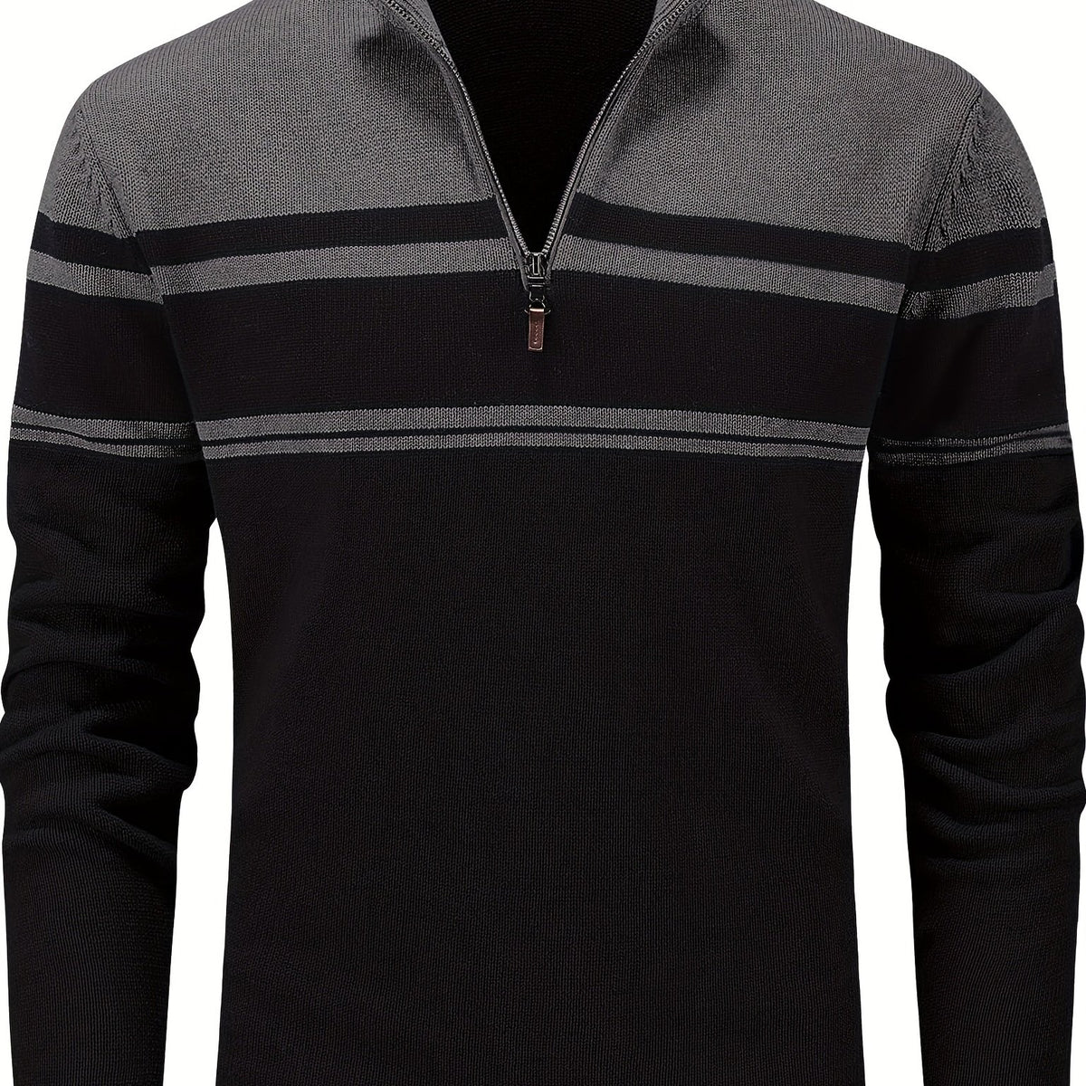 Stripe Zip Knit Pullover