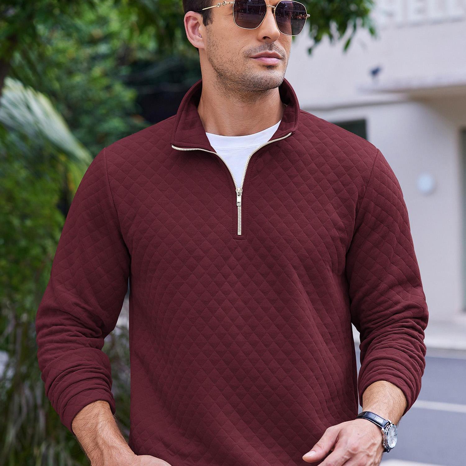 Zip Jacquard Knit Pullover