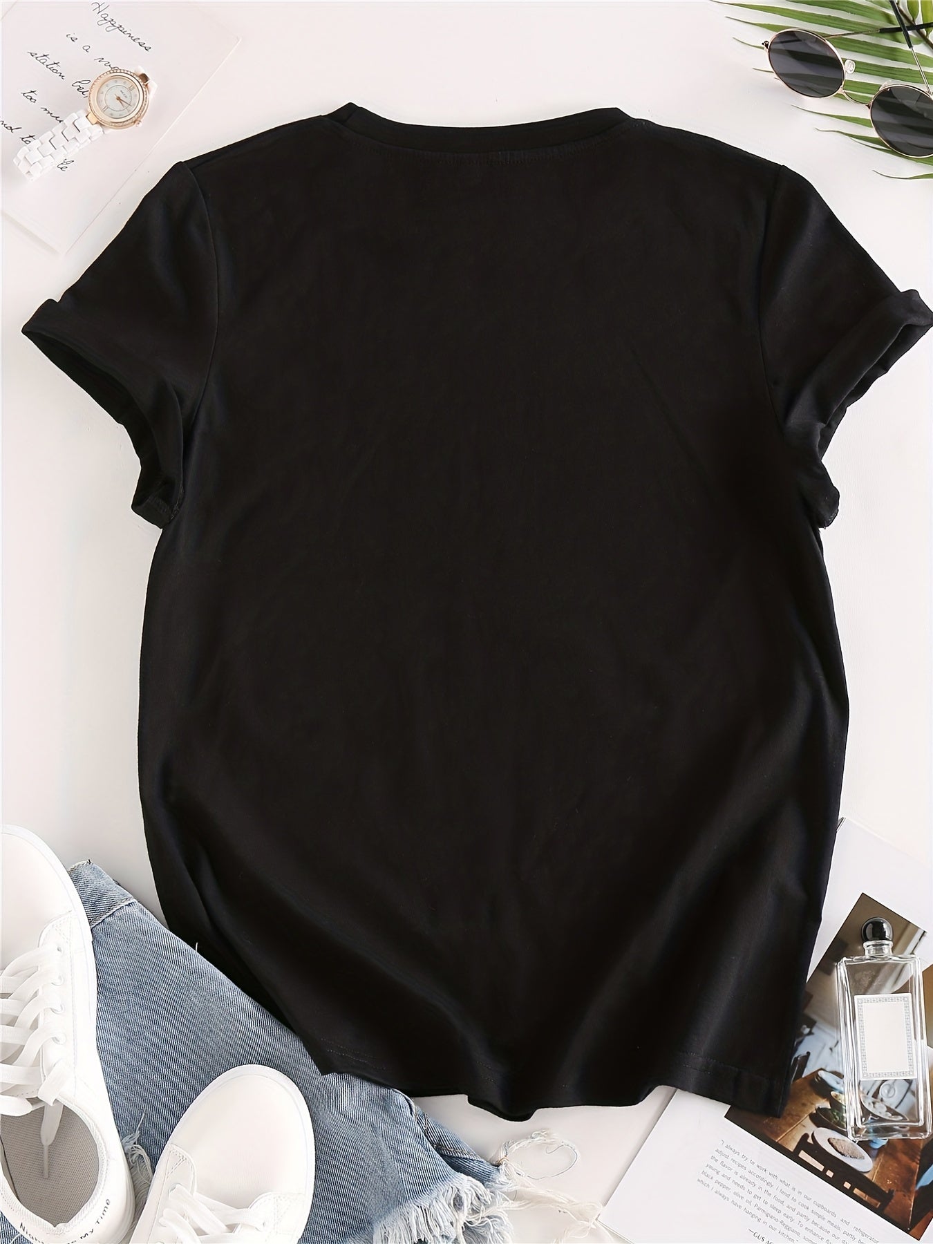 Women’s Floral & Letter Print Crew-Neck T-Shirt