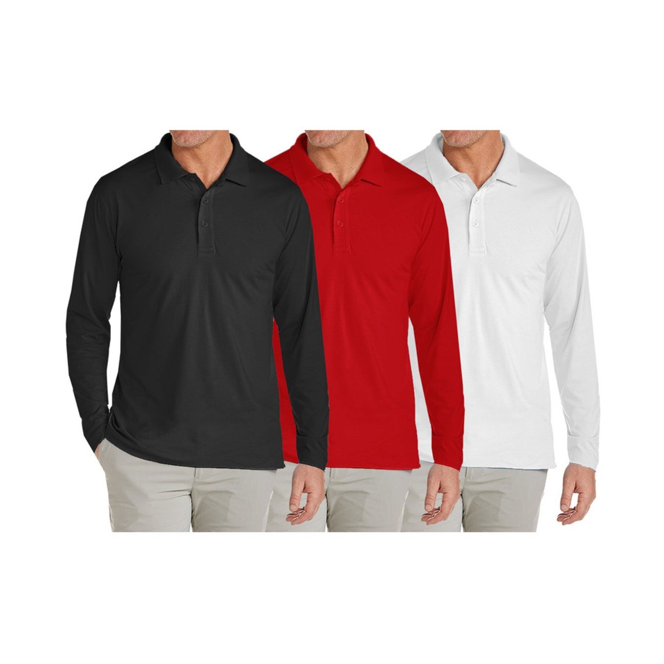 Stretch Pique Long Sleeve Polos