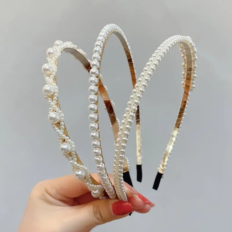 Vintage Faux Pearl Headband Set