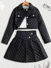 Girls’ Winter Jacket & Mini Skirt Set