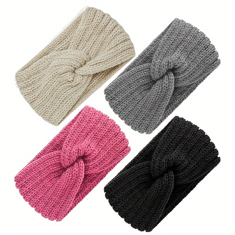 Women’s Cable Knit Winter Headband Set (4 Pieces)