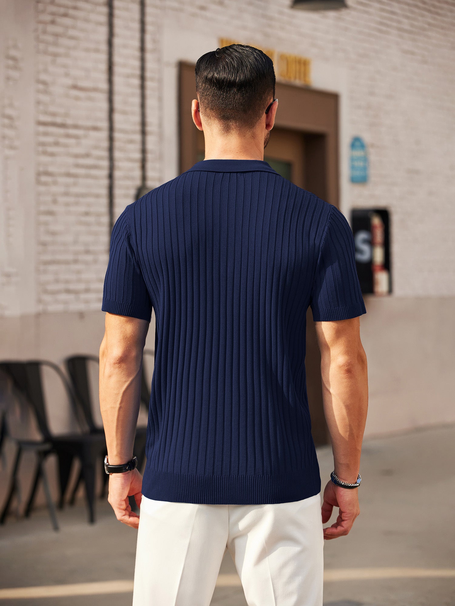 Zipper Knit Mens Polo Shirt